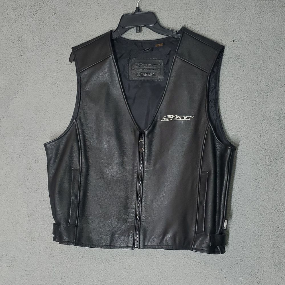 Yamaha Black Leather Riding Vest